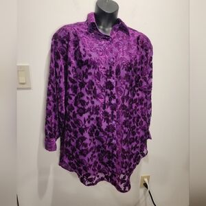 Night moods size 14 purple burn out velvet semi sheer jacket